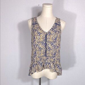 Patrons of Peace Floral Tank Top - Purple and Cream size Large